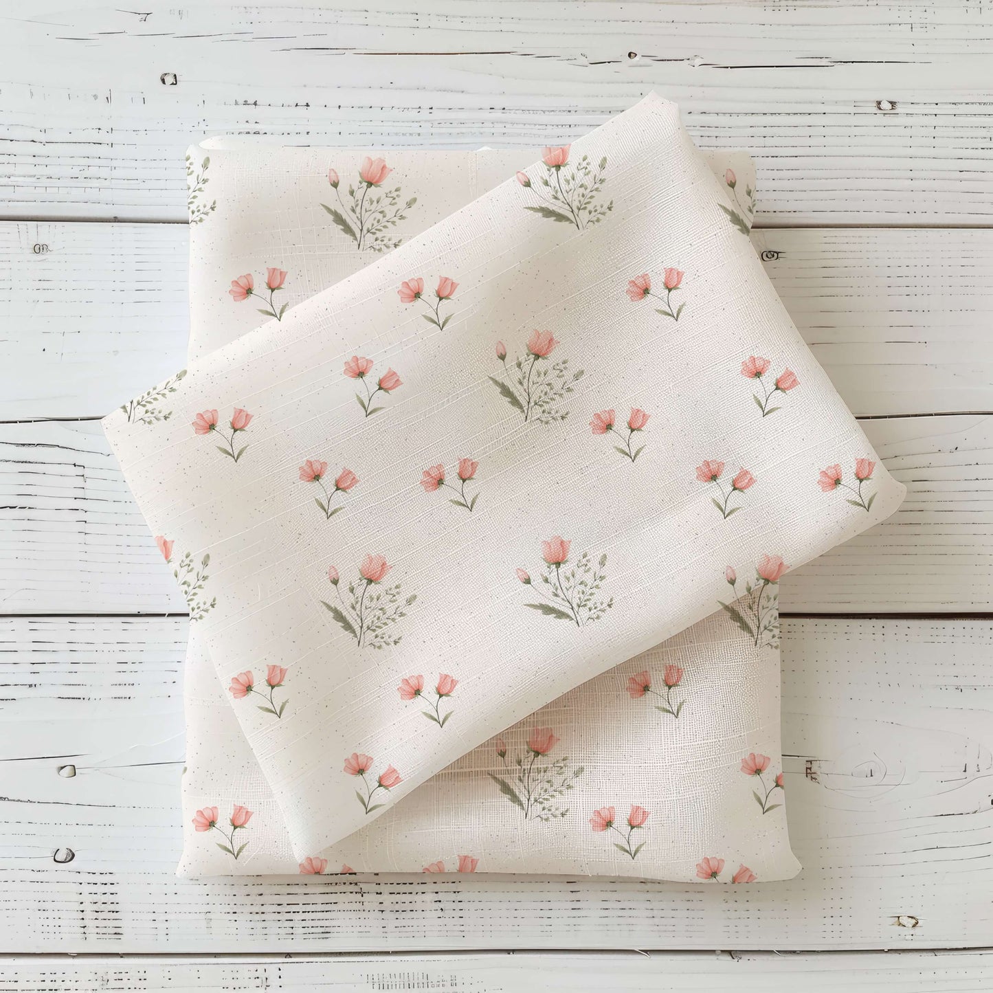 Kinderstoff Blütenpony Kombistoff mit zarten Blumen auf hellem Hintergrund, Jersey French Terry und Rib Jersey Stoff Meterware für Baby und Kinderkleidung