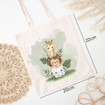 Personalisierter Jutebeutel Safari Tiere – Kindergeburtstag Gastgeschenk klein