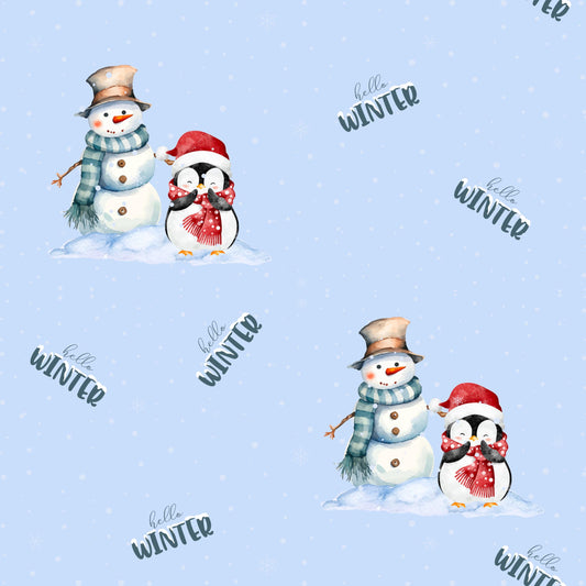 Hello Winter Kinderstoff Meterware Detailaufnahme – Weihnacht Jersey Kinder