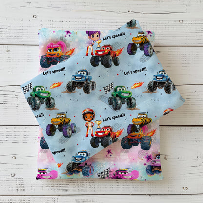 Monstertruck Kinder Pullover blau Rückenansicht – Handgemachtes Sweatshirt