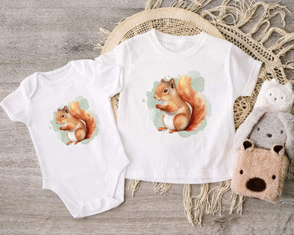 Eichhörnchen Bügelbild 10cm – DTF Transfer Waldtier aufbügeln Baby
