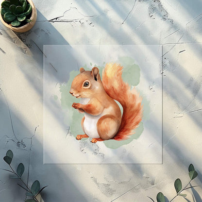 Eichhörnchen DTF Transfer 15cm – Waldtier Bügelbild Applikation Kindershirt