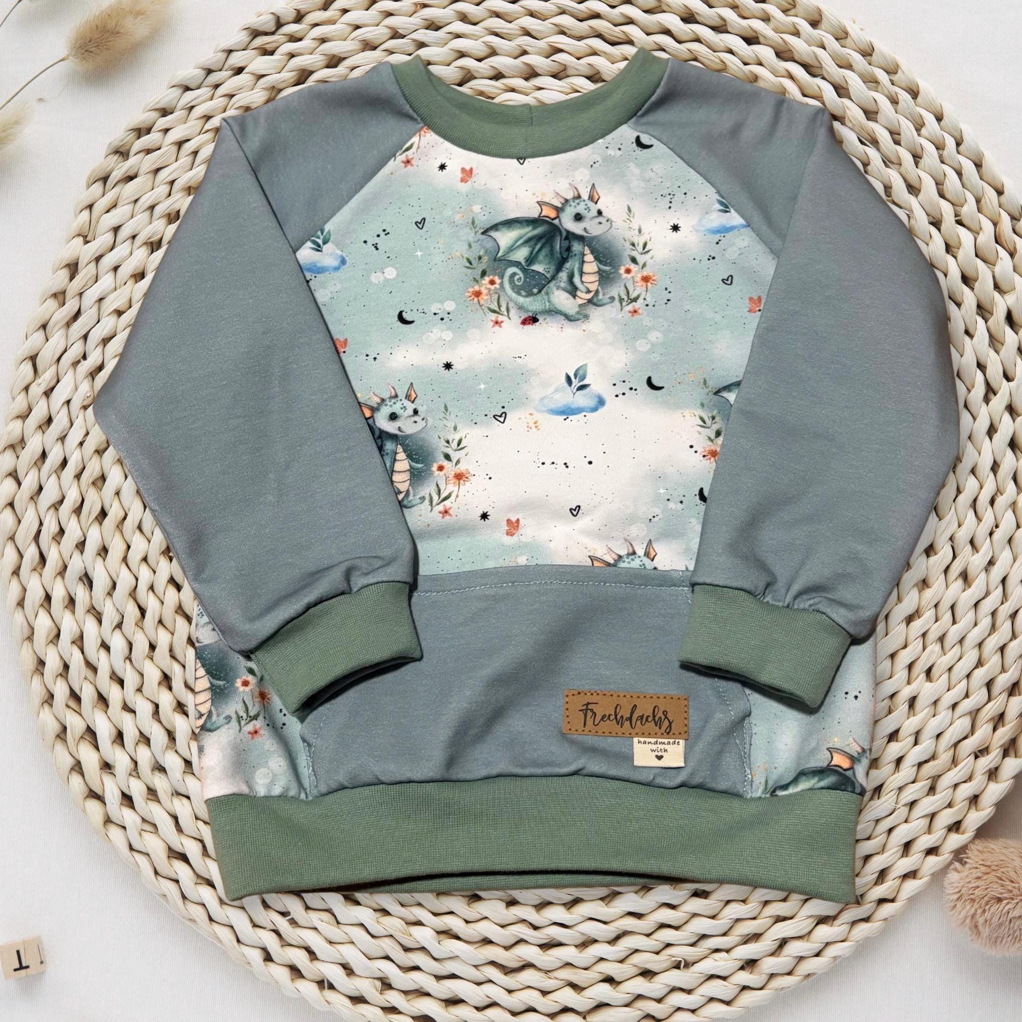 Drachen Stoff Meterware Detailaufnahme – Little Dragon Kinderstoff Jersey