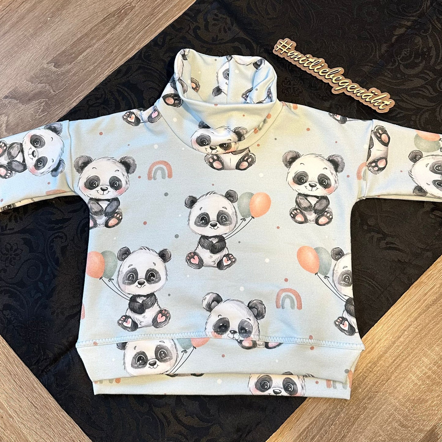 Panda Kinderstoff Rib Jersey mint – Sweet Panda Stoff Meterware Nähprojekt