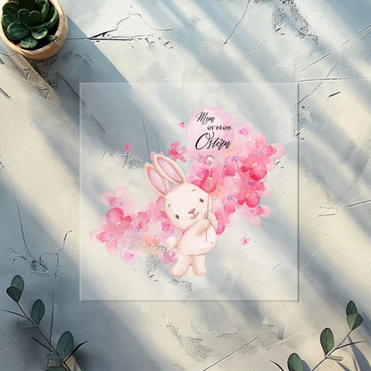Hase rosa Ballon Erstes Ostern 10cm – DTF Transfer Baby Kinderkleidung aufbügeln