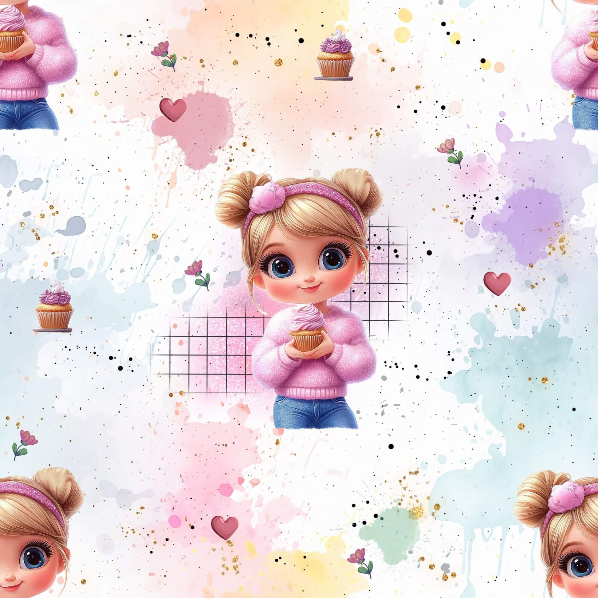 Cup Cake Girl Drehkleid Detailaufnahme – Mädchen Kleid French Terry handgemacht