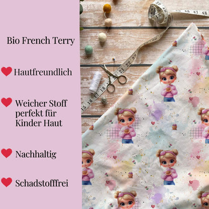 Drehkleid Cup Cake Girl Vorderansicht – handgemachtes Mädchen Kleid French Terry
