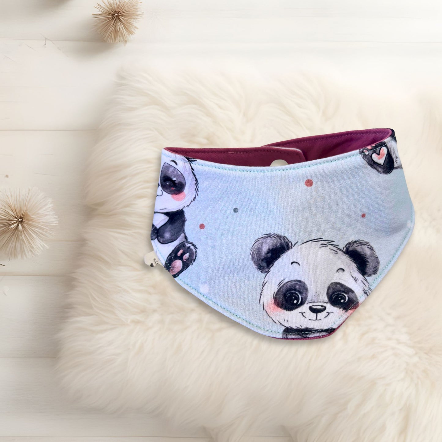 Baby Halstuch Panda handgemacht personalisierbar – Sabbertuch French Terry Handmade by Kati