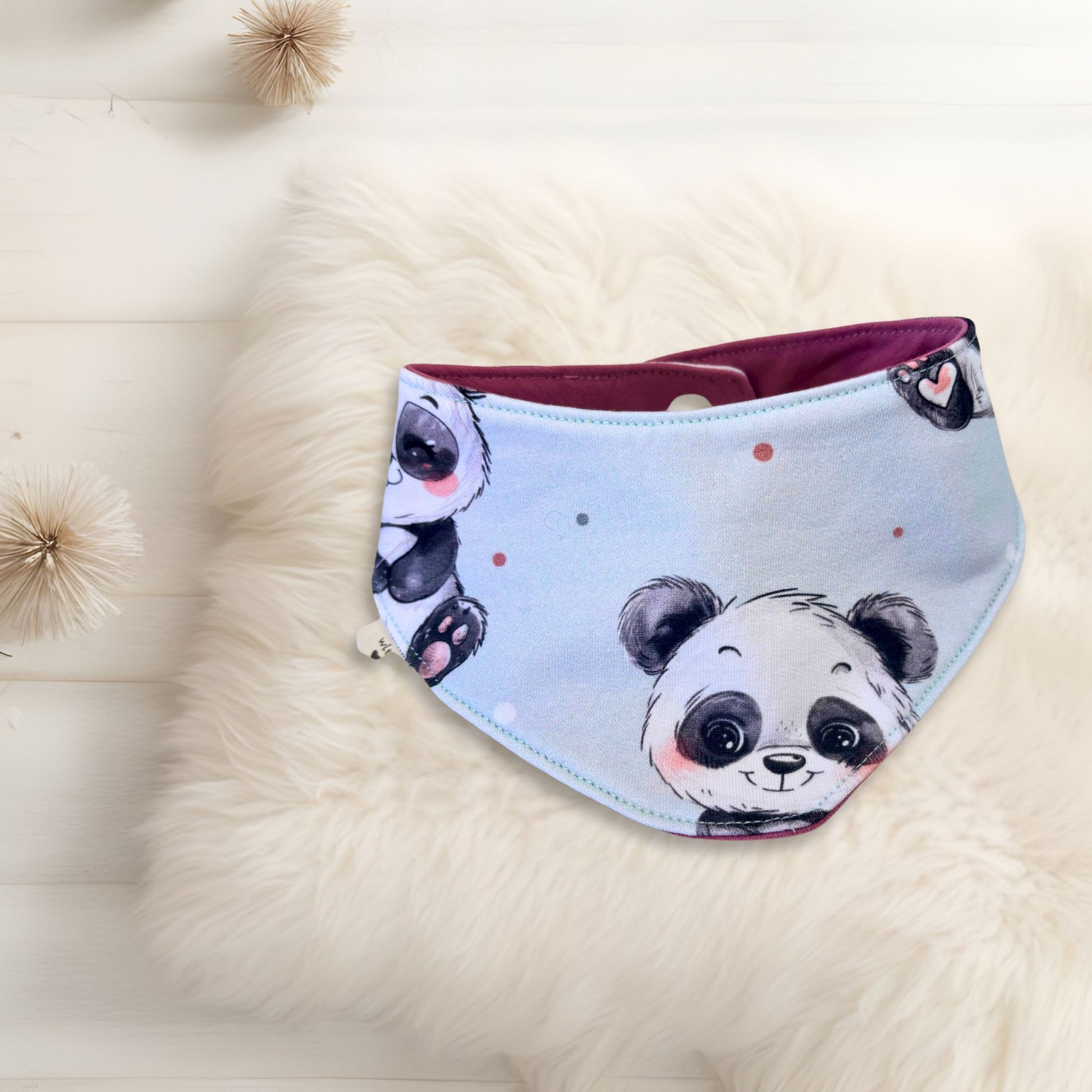 Baby Halstuch Panda handgemacht personalisierbar – Sabbertuch French Terry Handmade by Kati
