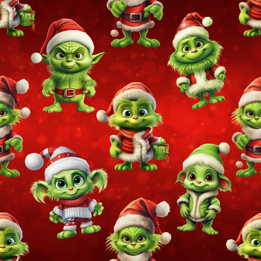 Freche Weihnachtselfen Stoff Detailaufnahme – Kinderstoff Jersey Weihnachten