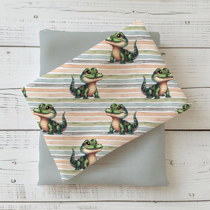 Krokodil Kinderstoff French Terry Meterware – niedliches Tiermotiv für Babymode