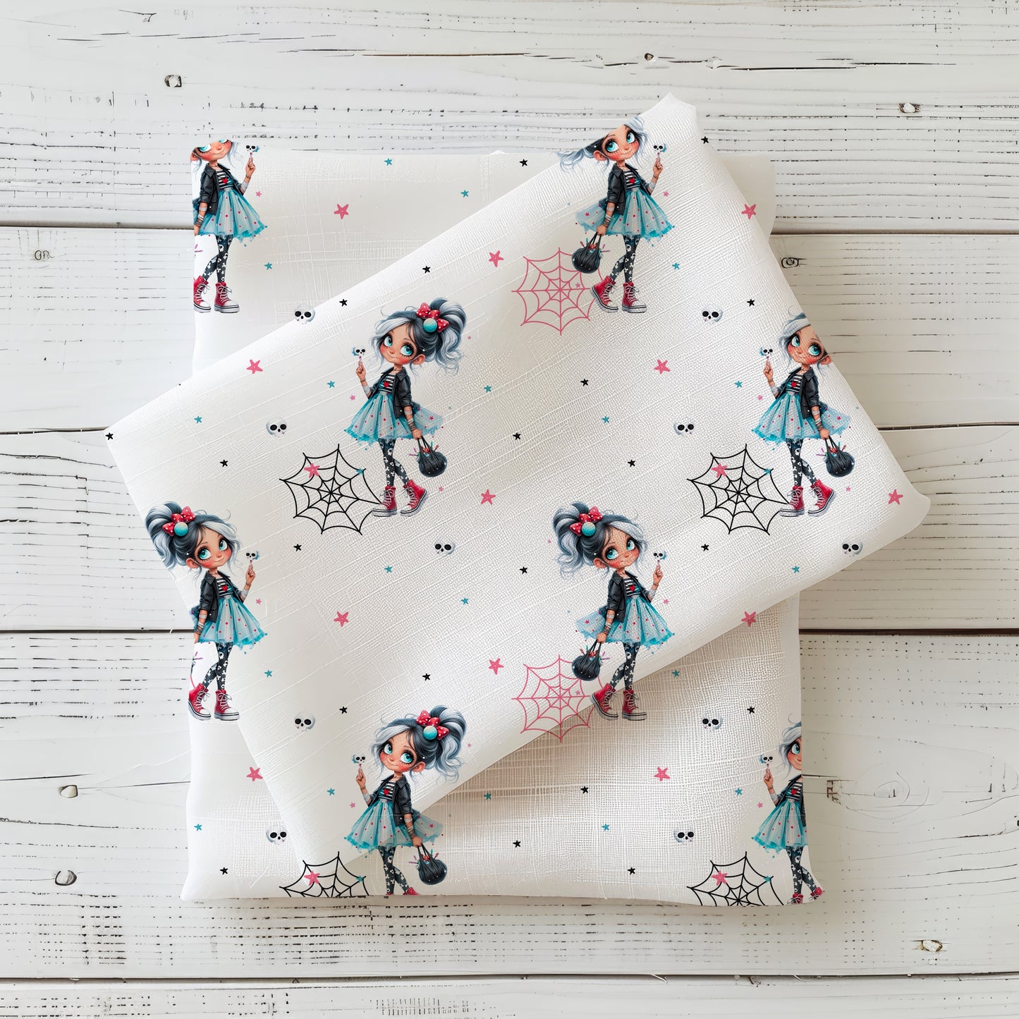 Rebel Girl Stoff Detailaufnahme – Mädchen Kinderstoff Jersey Meterware