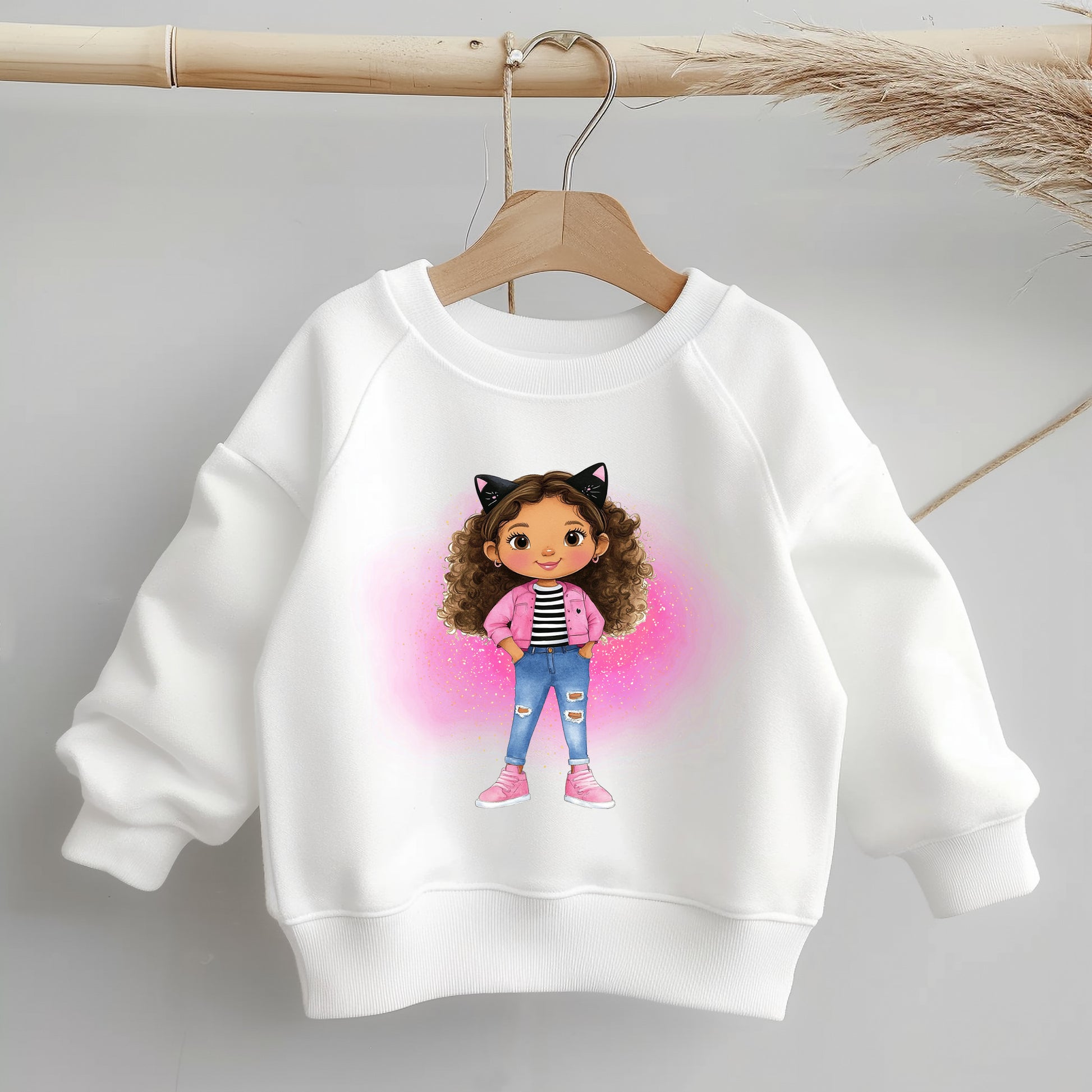 Katzentastisch Bügelbild 10cm Glitzer – DTF Transfer Katze aufbügeln Kindershirt