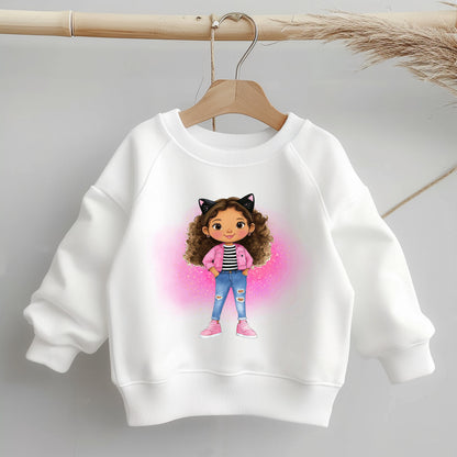 Katzentastisch Bügelbild 10cm Glitzer – DTF Transfer Katze aufbügeln Kindershirt
