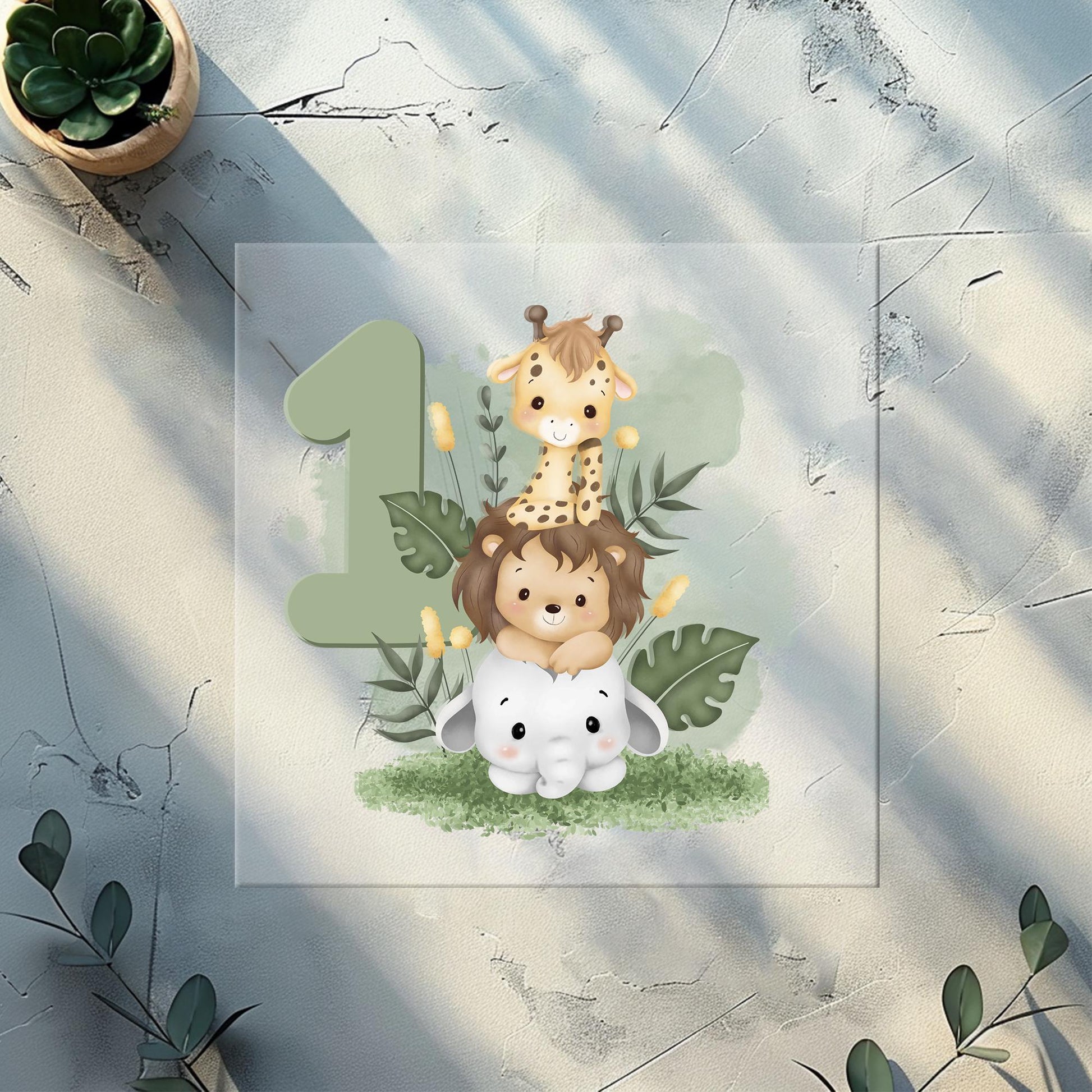 Personalisiertes Safari Bügelbild Anwendungsbeispiel – Kindergeburtstag Textilien