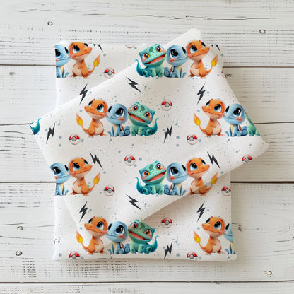 Elemental Friends | Anime Softshell Fabric by the Meter | Water-Repellent Children's Fabric