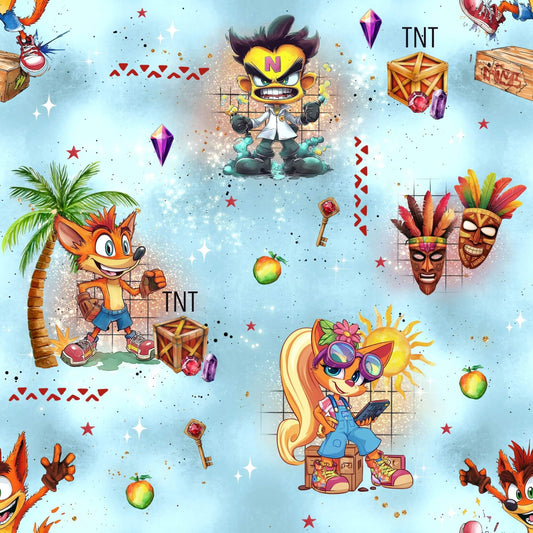 Crashing Chaos | Gaming Fabric by the Meter | French Terry Kids Fabric