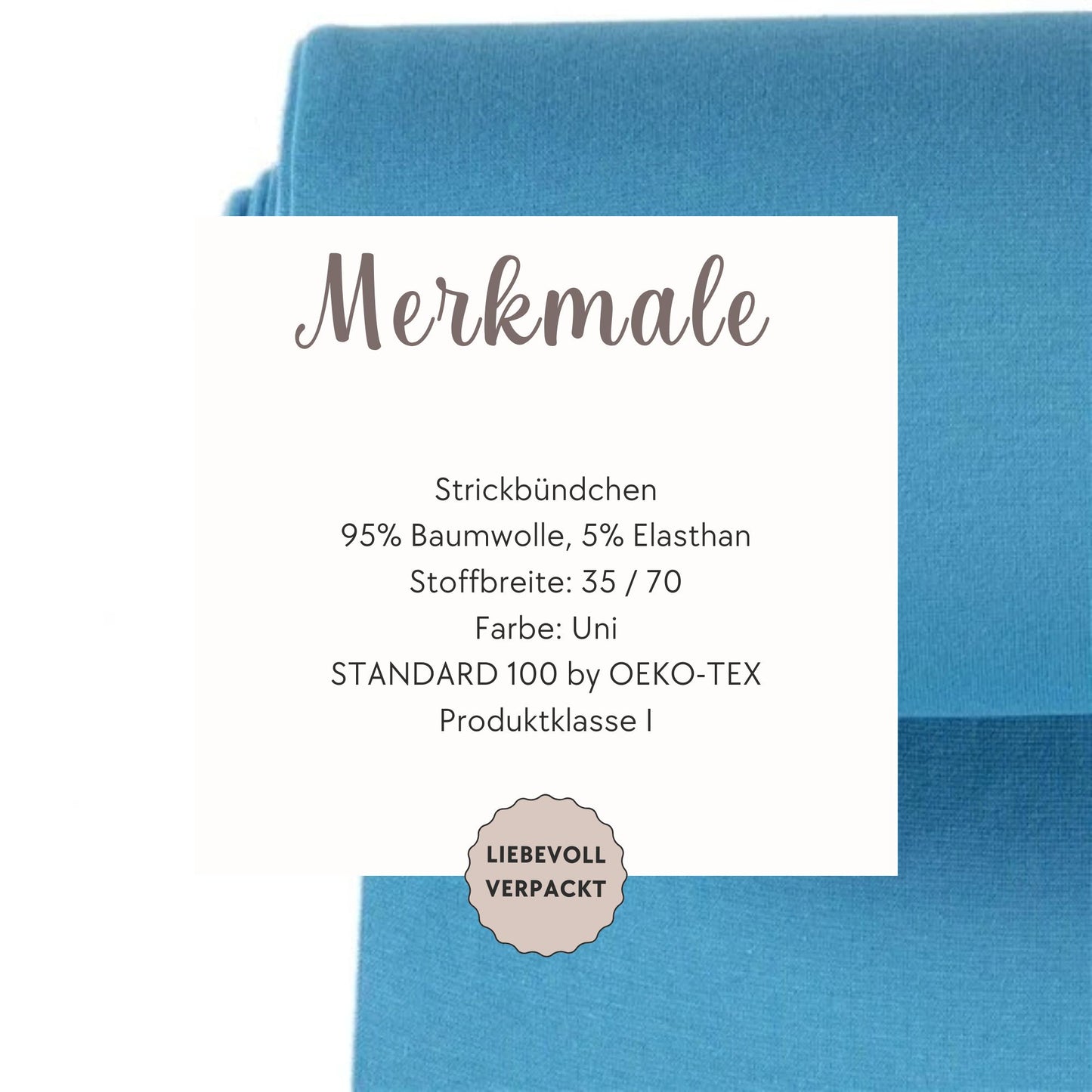 Cuff Fabric in Azure Blue - Fine Rib