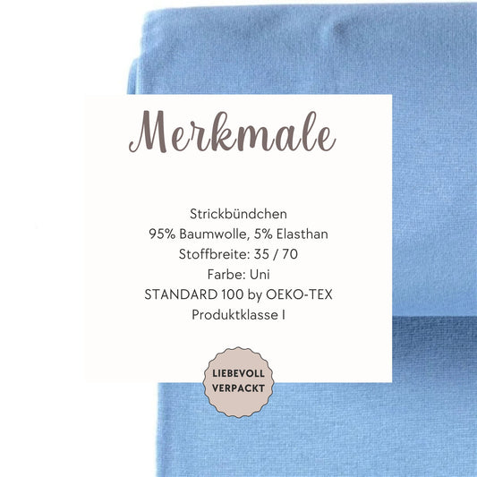 Cuffing Fabric in Ice Blue - Fine Rib