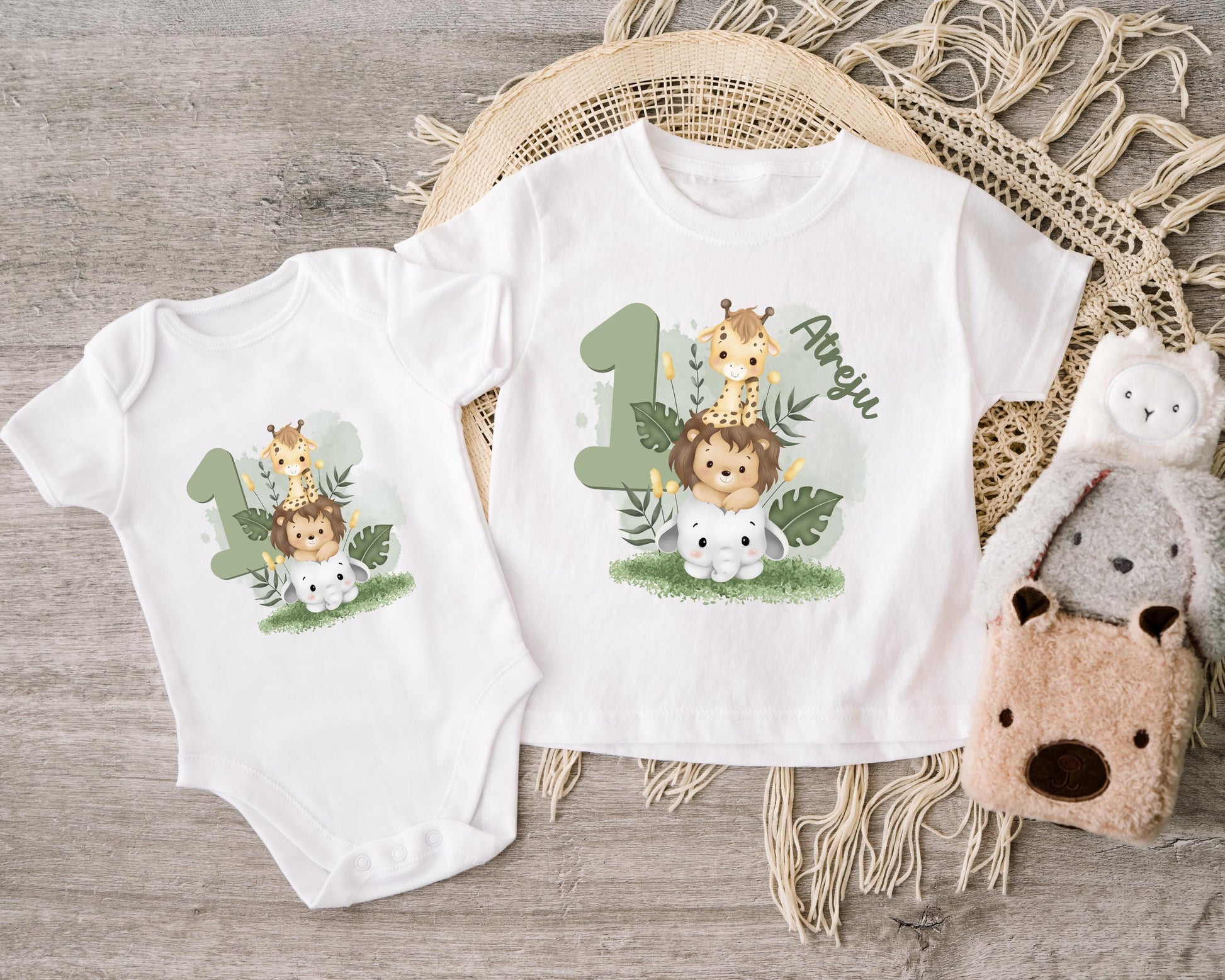 Safari Geburtstag Bügelbild personalisiert mit Name – Kindergeburtstag DTF Transfer
