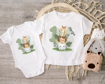 Safari Geburtstag Bügelbild personalisiert mit Name – Kindergeburtstag DTF Transfer