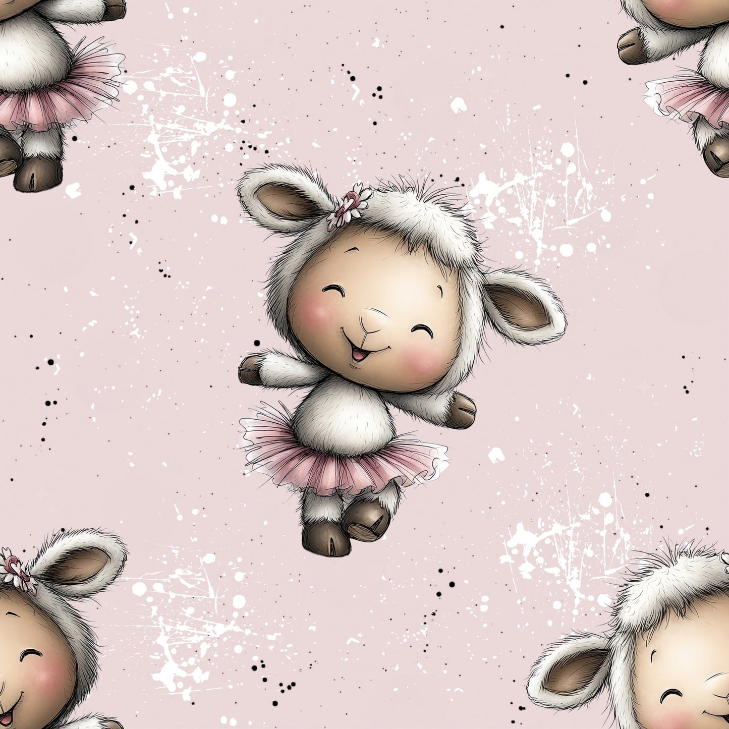 Ballerina Lämmchen | Lamm Stoff Meterware | Kinderstoff