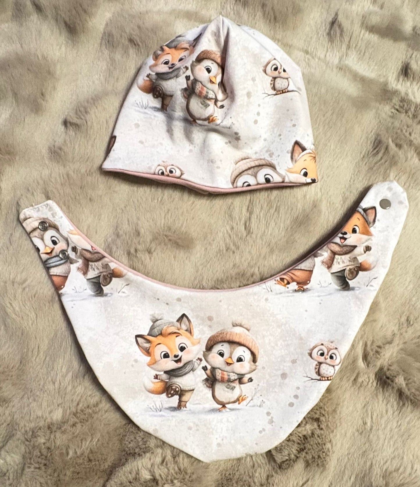 Fuchs Pinguin Eule Kinderstoff French Terry – Weihnachten Motiv Meterware