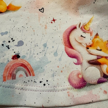 Einhorn Fuchs Drehkleid Rückenansicht – Handmade Mädchen Kleid French Terry