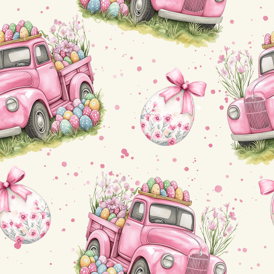 Jersey Stoff Kinder oder French Terry Meterware mit Oster Trecker, perfekt für Kinderbekleidung.