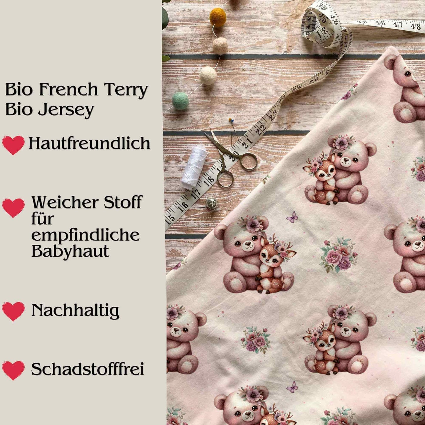 Baby Beanie Mütze Waldtiere Bär Reh – handgemacht personalisierbar Loop Set