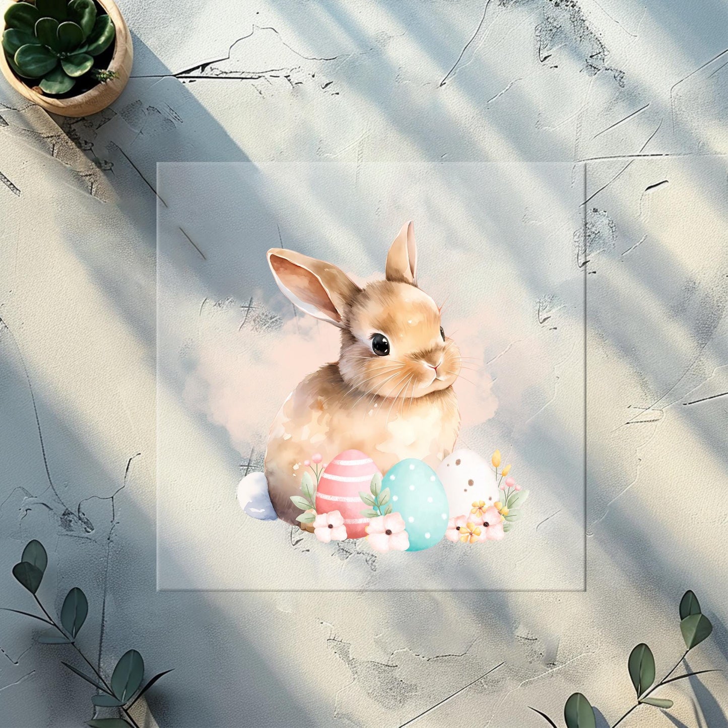 Osterhäschen Bügelbild 15cm – DTF Transfer kleiner Hase Applikation Ostern