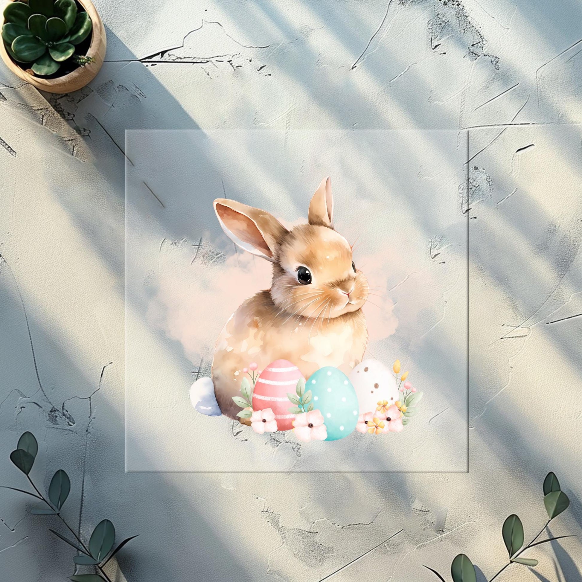 Osterhäschen Bügelbild 15cm – DTF Transfer kleiner Hase Applikation Ostern