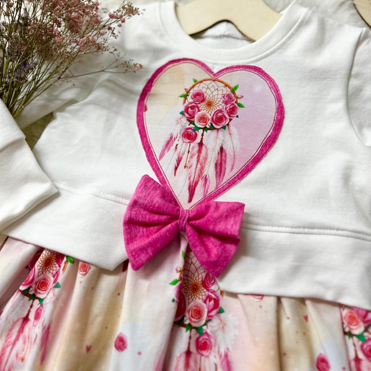 Rosen Traumfänger Kinderstoff Nähbeispiel – Stoff Meterware Blumen Mädchen