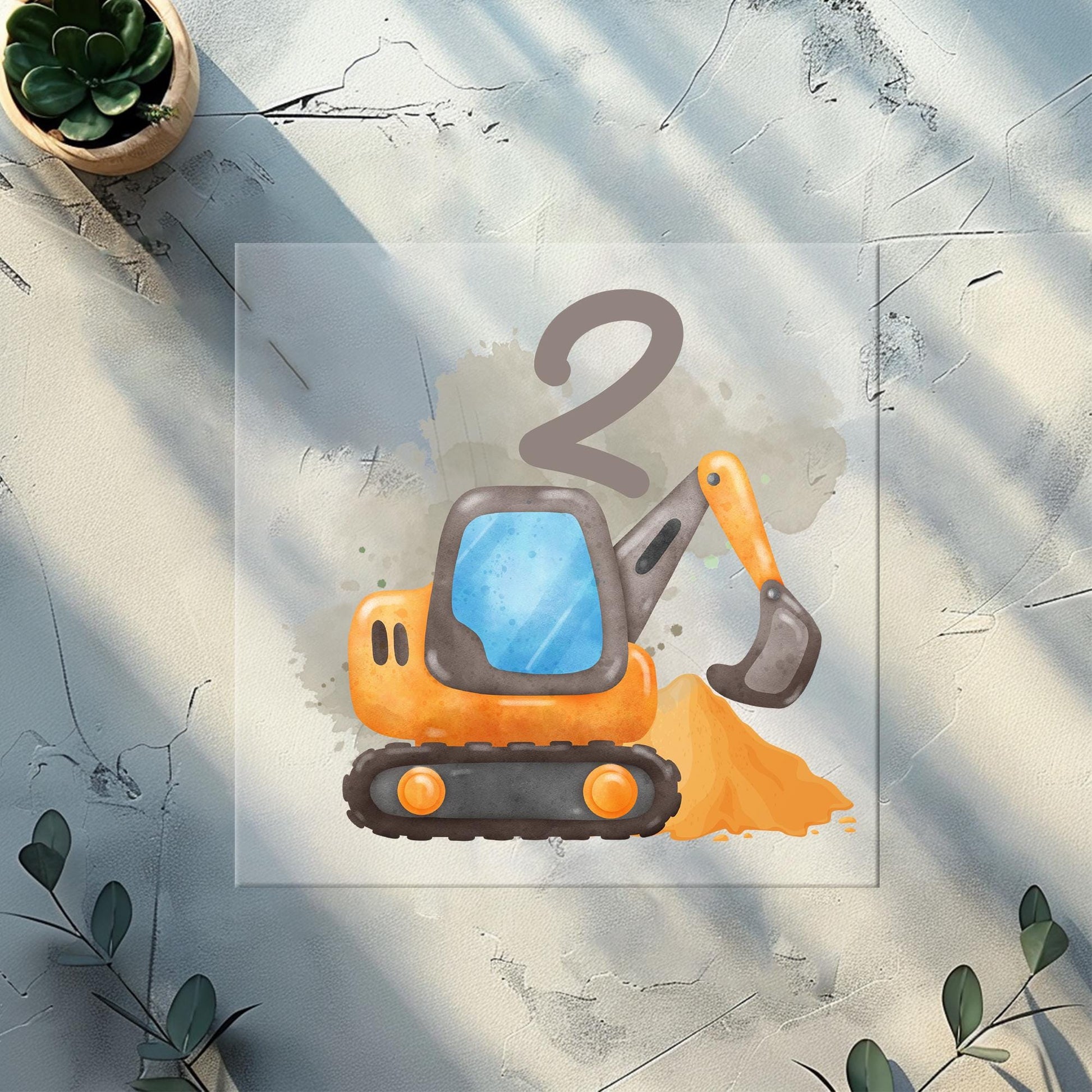 Geburtstag Bügelbild Bagger 2. – personalisierbar mit Name Alter DTF Transfer