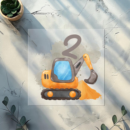 Geburtstag Bügelbild Bagger 2. – personalisierbar mit Name Alter DTF Transfer