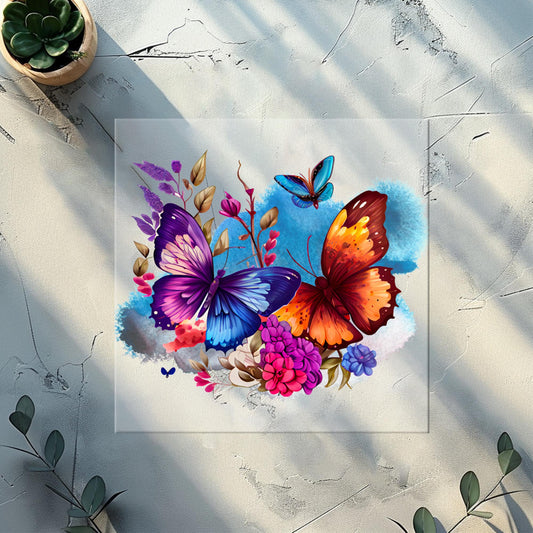 Schmetterling Glitzer Bügelbild 10cm – DTF Transfer Mädchen aufbügeln Kindershirt