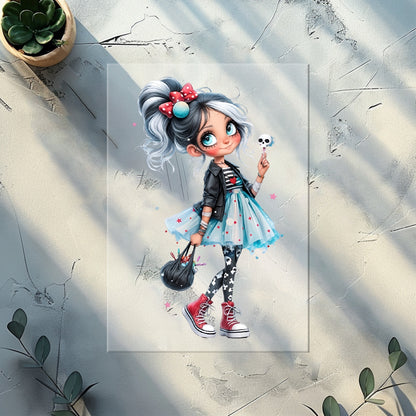Rebel Girl Glitzer Bügelbild – DTF Transfer Mädchen Kinderkleidung Handmade by Kati