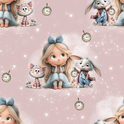 Mädchen im Wunderland Märchen Kinderstoff Meterware – Jersey French Terry Handmade by Kati