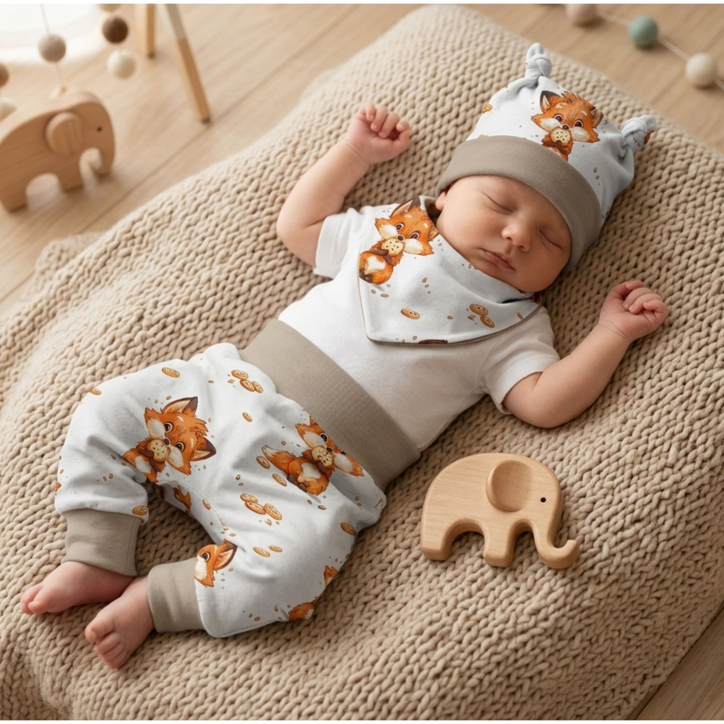 Pumphose Baby Fuchs handgenäht | French Terry Set personalisiert