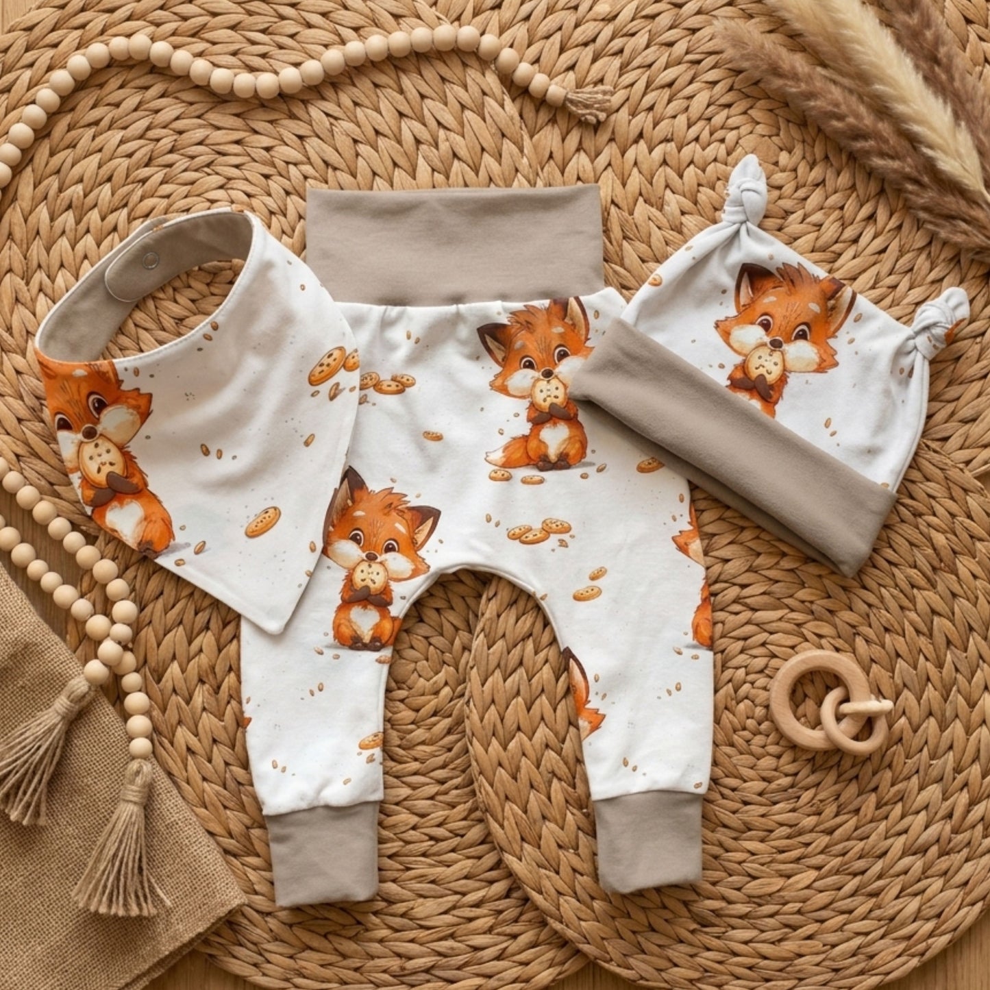 Pumphose Baby Fuchs handgenäht | French Terry Set personalisiert
