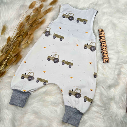 Baby Strampler Traktor Set | handgenäht | Gr. 56–80