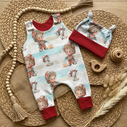 Baby Strampler Feuerwehr Set | handgenäht | Gr. 56–80