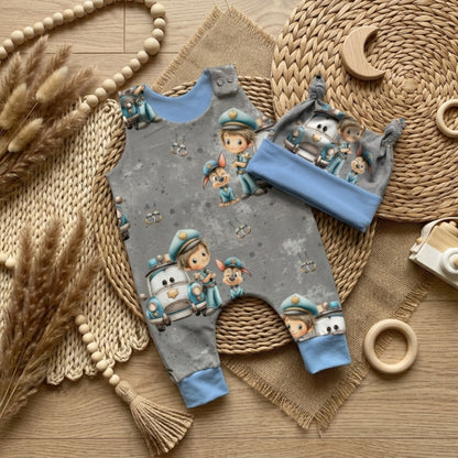Baby Strampler Polizei Set | handgenäht | Gr. 56–80