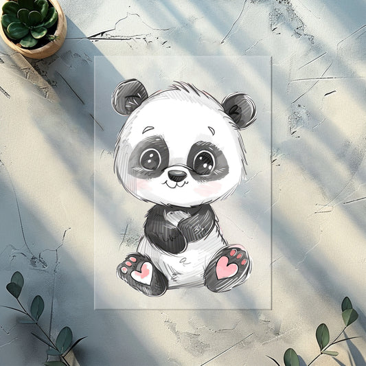 Kleiner Panda Bügelbild DTF Transfer – Baby Panda Kinderkleidung Handmade by Kati