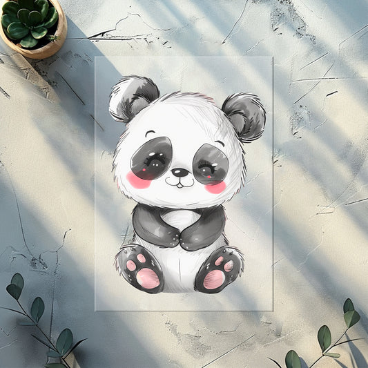 Niedlicher Panda Bügelbild DTF Transfer – Panda Kinderkleidung Handmade by Kati