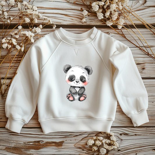 Süßer Panda DTF Transfer Detailaufnahme – Bügelbild Panda Kinderkleidung