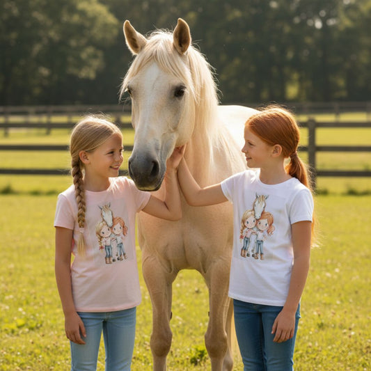 Horse Girl Iron-On Transfer "Best Friends & Horse" | DTF Transfer for Apparel & Accessories