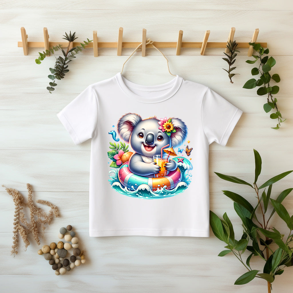 Tropi Koala DTF Transfer Detailaufnahme – Glitzer Koala Bügelbild Textilien