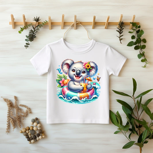 Tropi Koala DTF Transfer Detailaufnahme – Glitzer Koala Bügelbild Textilien