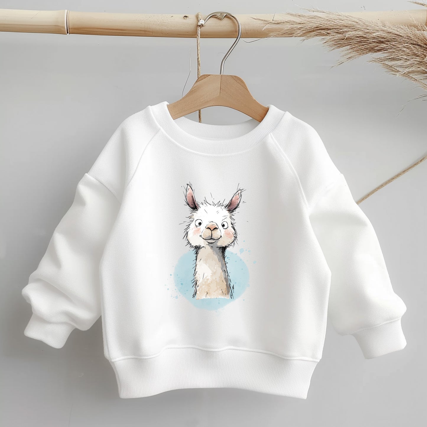 Lama Kinder Bügelbild in blau | DTF Transfer für Kleidung & Accessoires